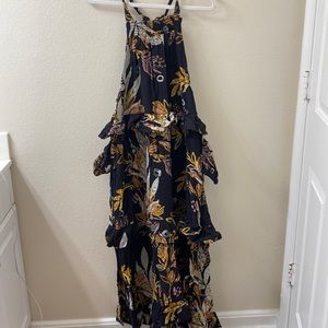 Free People Tie Back Tiered Floral Drees
